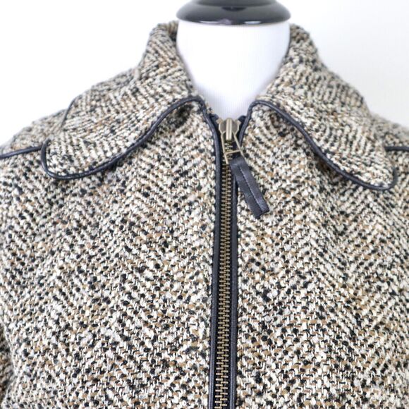 Joie Size S Reille Cotton Wool Blend Bomber Jacket Tweed Caviar Tan - Picture 8 of 11